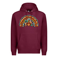 Burgundy turquoise thanksgiving turkey rainbow Premium Hoodie - Jasminsmagicworld
