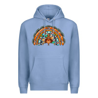 Colony Blue turquoise thanksgiving turkey rainbow Premium Hoodie - Jasminsmagicworld