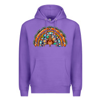 Purple turquoise thanksgiving turkey rainbow Premium Hoodie - Jasminsmagicworld