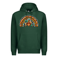 Sports Green turquoise thanksgiving turkey rainbow Premium Hoodie - Jasminsmagicworld