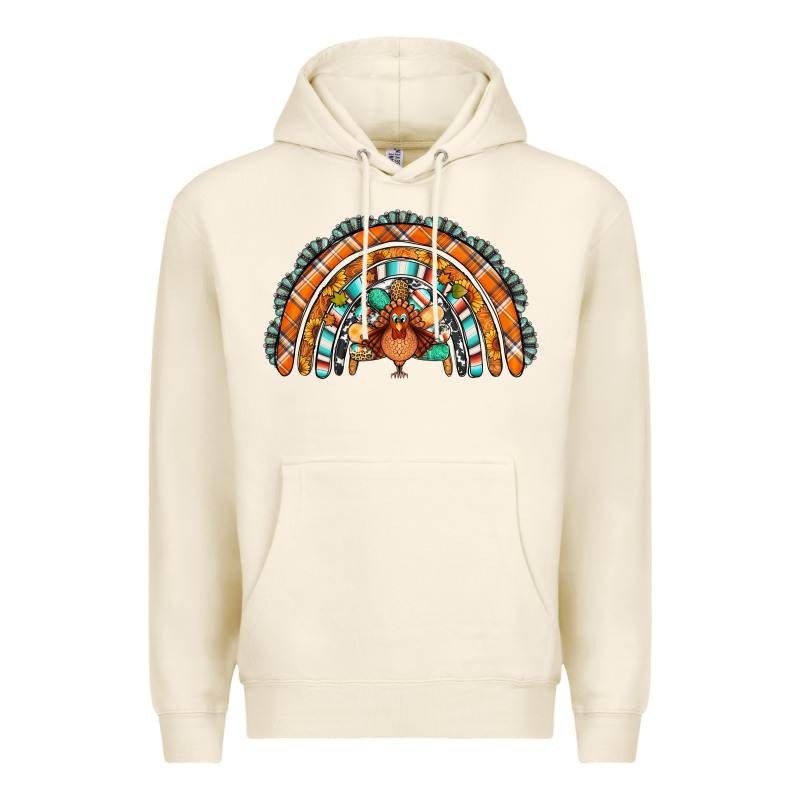 Turquoise Thanksgiving Turkey Rainbow Premium Hoodie by Jasminsmagicworld | Teevron