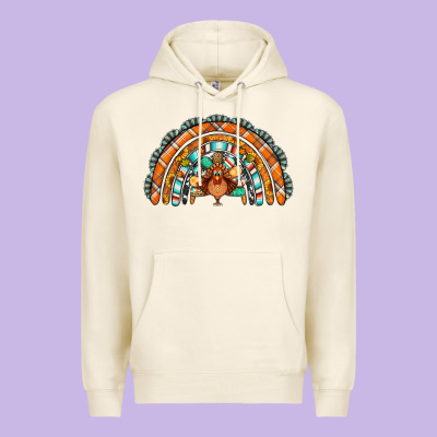 Turquoise Thanksgiving Turkey Rainbow Premium Hoodie Designed By Jasminsmagicworld