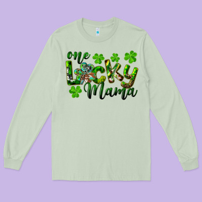 Long Sleeve Tee st. patricks day one lucky mama