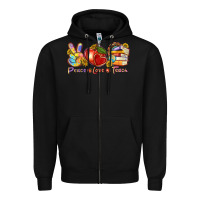 Black peace love teach Zipper Hoodie - texasbilliewilder
