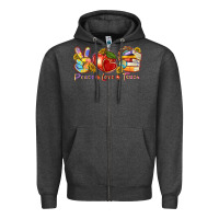 Charcoal Heather peace love teach Zipper Hoodie - texasbilliewilder