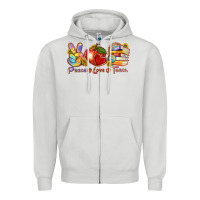 Dove Grey peace love teach Zipper Hoodie - texasbilliewilder
