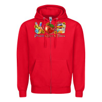 Red peace love teach Zipper Hoodie - texasbilliewilder