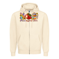 Sandshell peace love teach Zipper Hoodie - texasbilliewilder