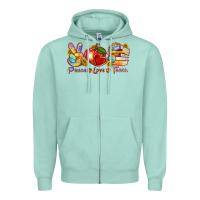 Seafoam peace love teach Zipper Hoodie - texasbilliewilder