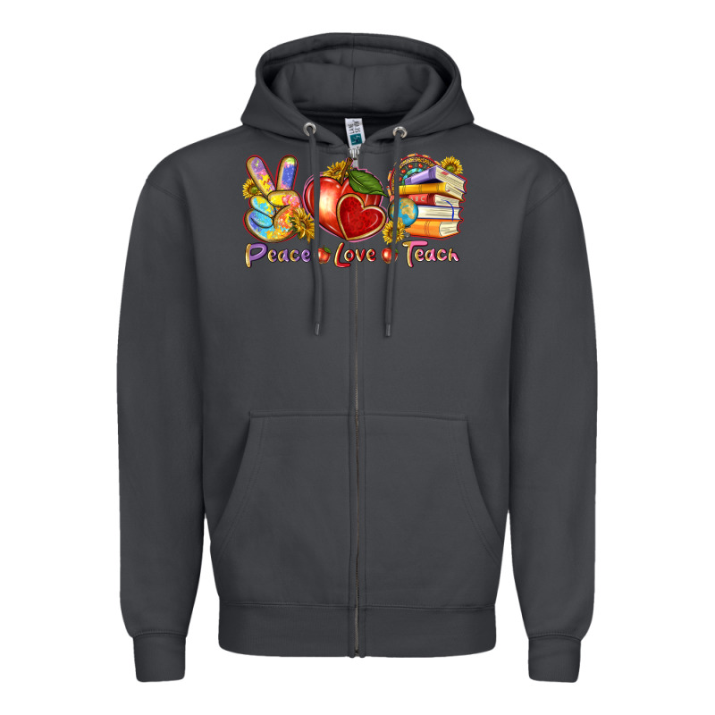 Peace Love Teach Zipper Hoodie by texasbilliewilder | Teevron