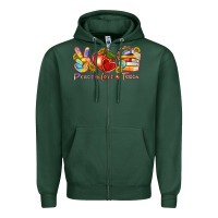 Sports Green peace love teach Zipper Hoodie - texasbilliewilder