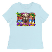 Baby Blue hello summer camel at the beach Ladies Tee - BarkalooDesign
