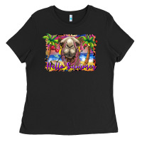 Black hello summer camel at the beach Ladies Tee - BarkalooDesign