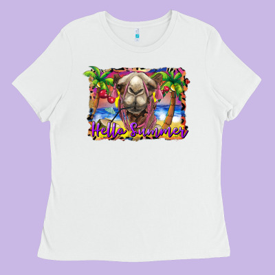 Hello Summer Camel At The Beach Ladies Tee Designed By Barkaloodesign