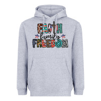 Heather Grey faith family freedom Heavyweight Hoodie - CowhideDigitalArt