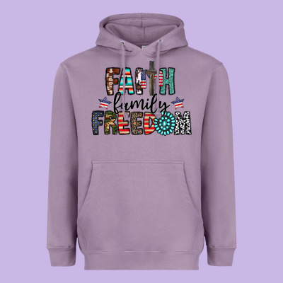 Faith Family Freedom Heavyweight Hoodie Designed By Cowhidedigitalart