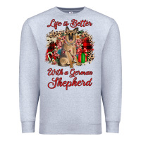 Heather Grey Christmas life is better with a german shepherd Premium Sweatshirt - JahusDesignShop