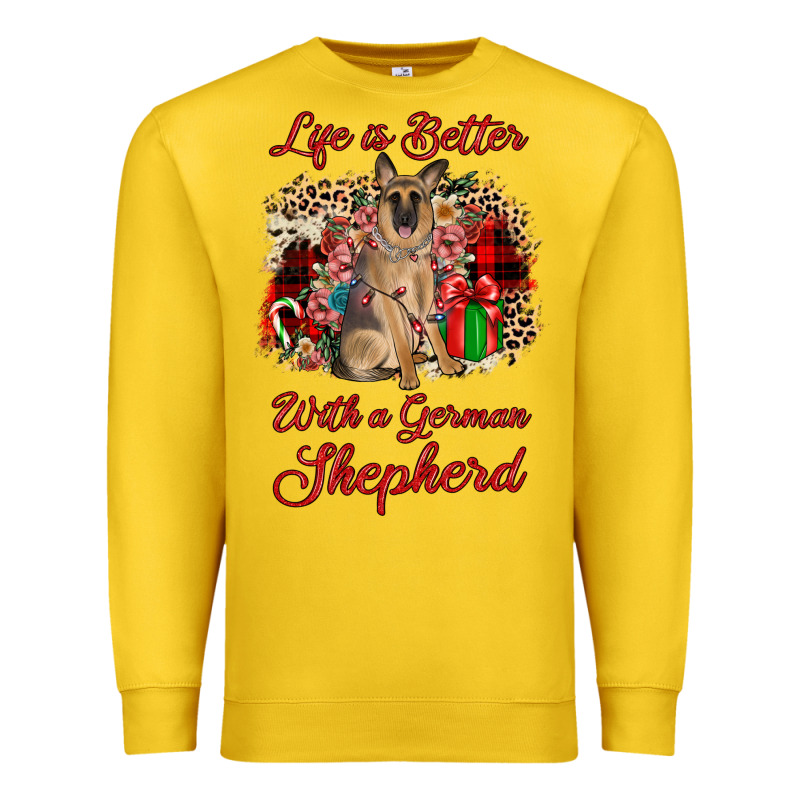 Christmas Life Is Better With A German Shepherd Premium Sweatshirt by JahusDesignShop | Teevron