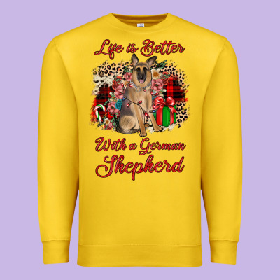 Christmas Life Is Better With A German Shepherd Premium Sweatshirt Designed By Jahusdesignshop