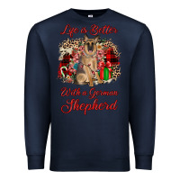 Navy Christmas life is better with a german shepherd Premium Sweatshirt - JahusDesignShop
