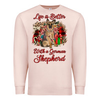 Pale Pink Christmas life is better with a german shepherd Premium Sweatshirt - JahusDesignShop