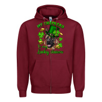 Burgundy st.patrick's day my shepherd is my lucky charm Zipper Hoodie - RanaPortraitStore