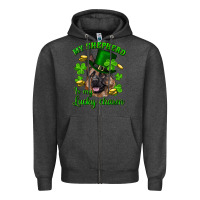 Charcoal Heather st.patrick's day my shepherd is my lucky charm Zipper Hoodie - RanaPortraitStore