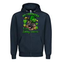 Navy st.patrick's day my shepherd is my lucky charm Zipper Hoodie - RanaPortraitStore