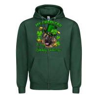 Sports Green st.patrick's day my shepherd is my lucky charm Zipper Hoodie - RanaPortraitStore