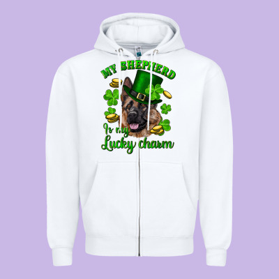 St.patrick's Day My Shepherd Is My Lucky Charm Zipper Hoodie Designed By Ranaportraitstore