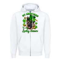 White st.patrick's day my shepherd is my lucky charm Zipper Hoodie - RanaPortraitStore