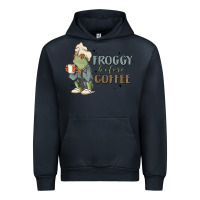 Navy froggy before coffee Urban Hoodie - MaliasSmallBusiness