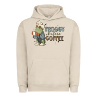 Pigment French Oak froggy before coffee Urban Hoodie - MaliasSmallBusiness
