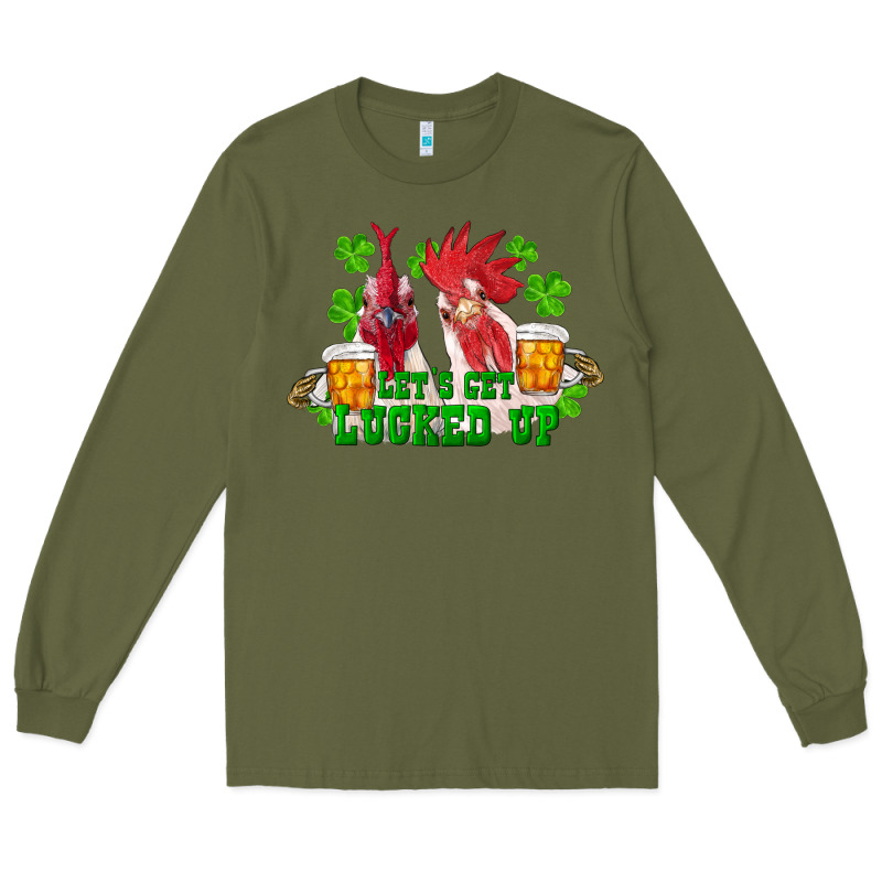 St. Patricks Day Roosters Lets Get Lucked Up Long Sleeve Tee by RanaPortraitStore | Teevron