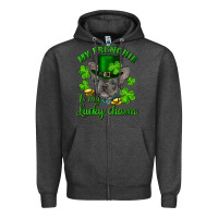 Charcoal Heather st.patrick's day my french bulldog is my lucky charm Zipper Hoodie - RanaPortraitStore