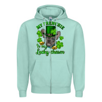 Seafoam st.patrick's day my french bulldog is my lucky charm Zipper Hoodie - RanaPortraitStore