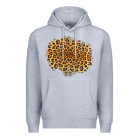 Heather Grey leopard patch Premium Hoodie - Jasminsmagicworld