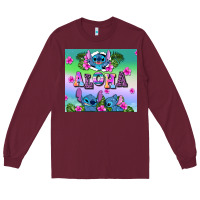 Burgundy aloha stitch Long Sleeve Tee - AdoDesignShop
