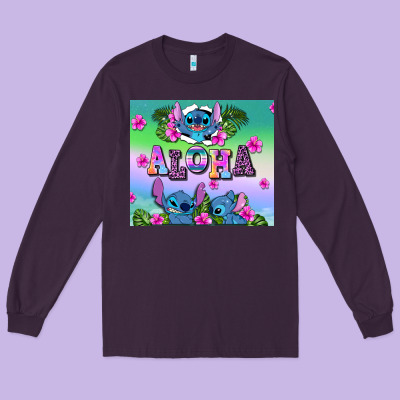 Aloha Stitch Long Sleeve Tee Designed By Adodesignshop