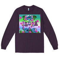 Plum aloha stitch Long Sleeve Tee - AdoDesignShop