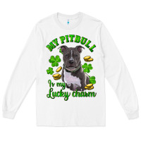 White st patricks day my pitbuli my lucky charm Long Sleeve Tee - RanaPortraitStore