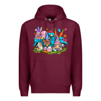 Burgundy Easter gnomies with truck Premium Hoodie - NancyCooperArtShop