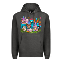 Charcoal Heather Easter gnomies with truck Premium Hoodie - NancyCooperArtShop