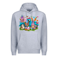 Heather Grey Easter gnomies with truck Premium Hoodie - NancyCooperArtShop