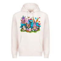 Pale Pink Easter gnomies with truck Premium Hoodie - NancyCooperArtShop