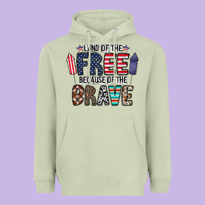 Land Of The Beacause Of The Brave Heavyweight Hoodie Designed By Cowhidedigitalart