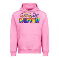 Fuchsia Pink we are all human Urban Hoodie - MaliasSmallBusiness
