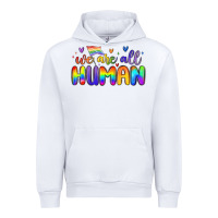 White we are all human Urban Hoodie - MaliasSmallBusiness
