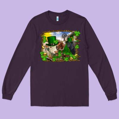 Long Sleeve Tee st patricks day cows