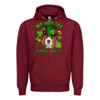 Burgundy st.patrick's day my beagle is my lucky charm Zipper Hoodie - RanaPortraitStore